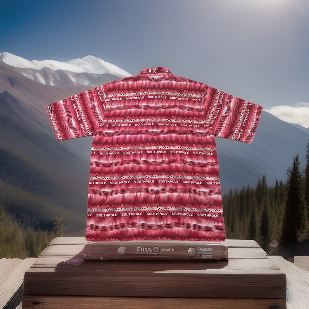 South Pole Digital Print Button Up Shirt SZ XXL, Street Wear Urban Hip Hop Y2K!! - Picture 4 of 13